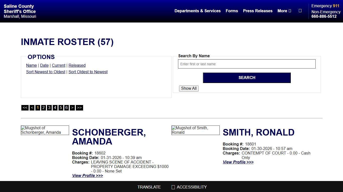 Inmate Roster - Current Inmates Booking Date Descending - Saline County Sheriff MO